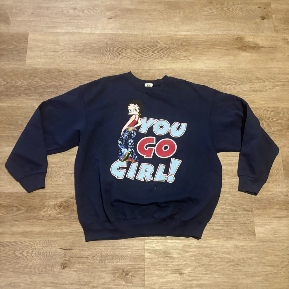 Vintage 2003 Betty Boop You Go Girl Blue Crewneck Sweatshirt